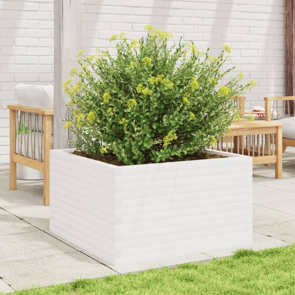 Fioriera da Giardino Bianca 80x80x45,5cm Legno Massello di Pino - homemem39
