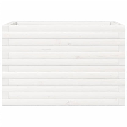 Fioriera da Giardino Bianca 70x40x45,5cm Legno Massello di Pino