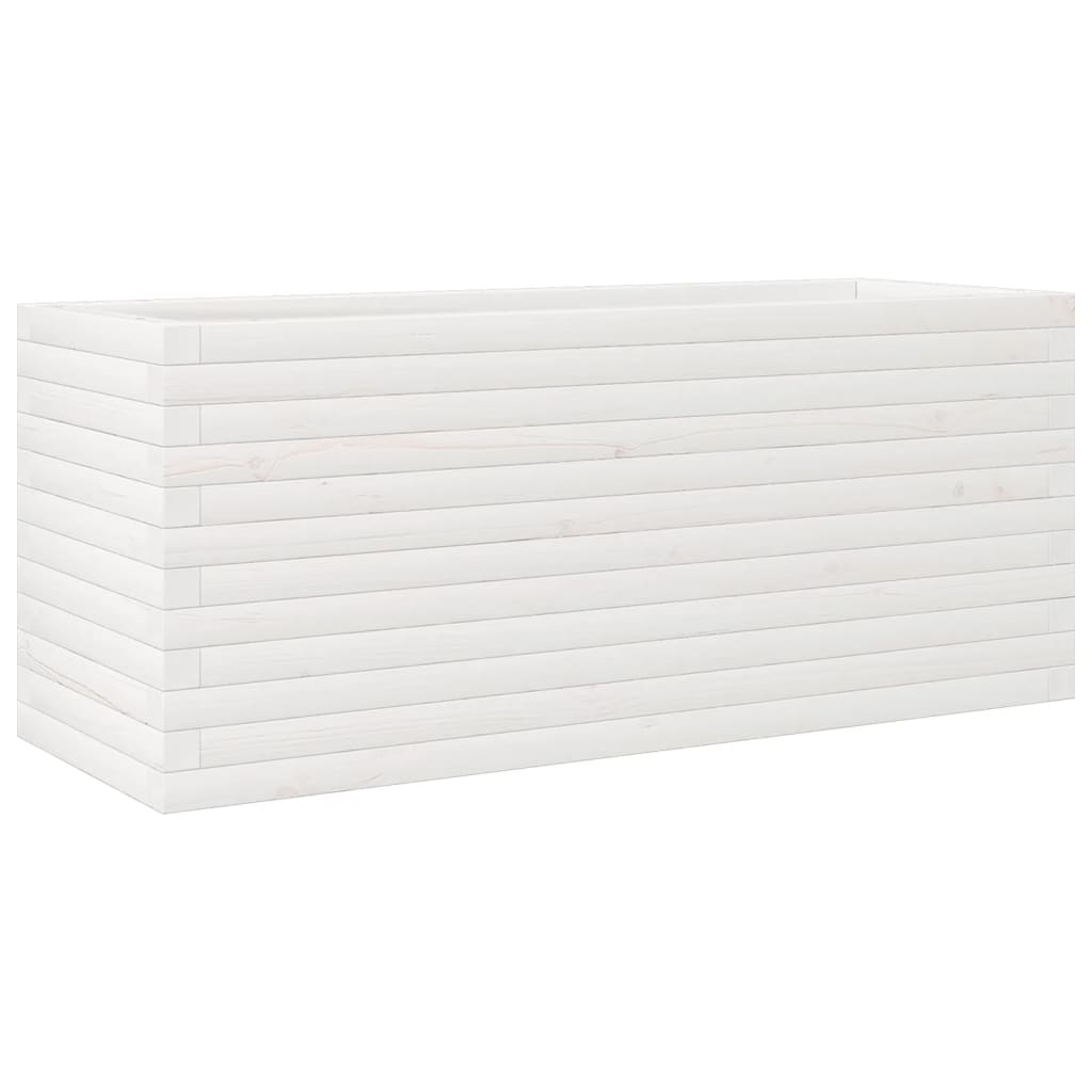 Fioriera da Giardino Bianca 110x40x45,5 cm Legno Massello Pino - homemem39