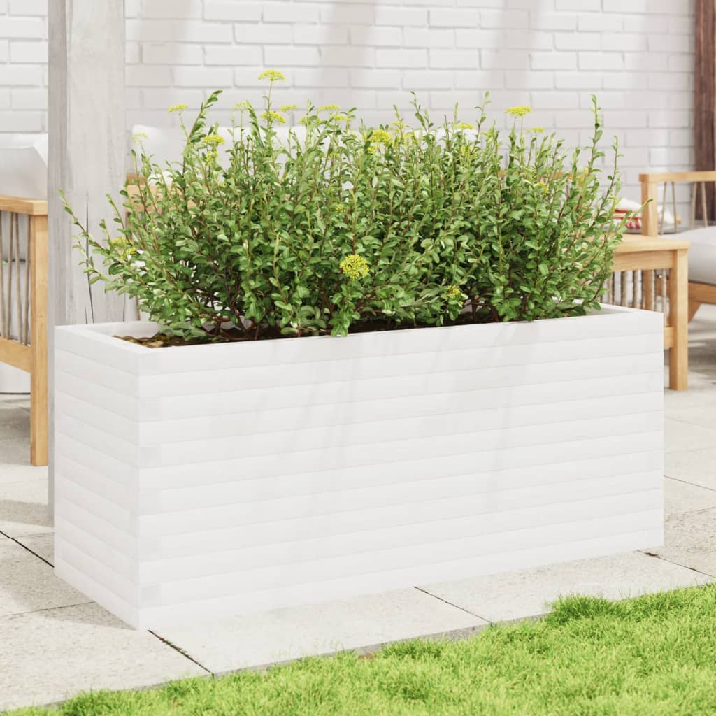 Fioriera da Giardino Bianca 110x40x45,5 cm Legno Massello Pino - homemem39