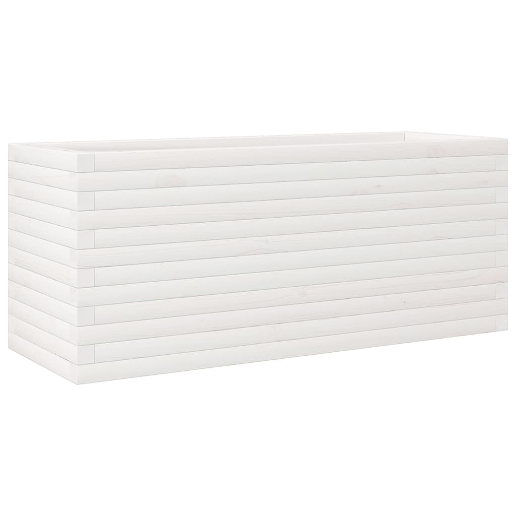 Fioriera da Giardino Bianca 110x40x45,5 cm Legno Massello Pino - homemem39