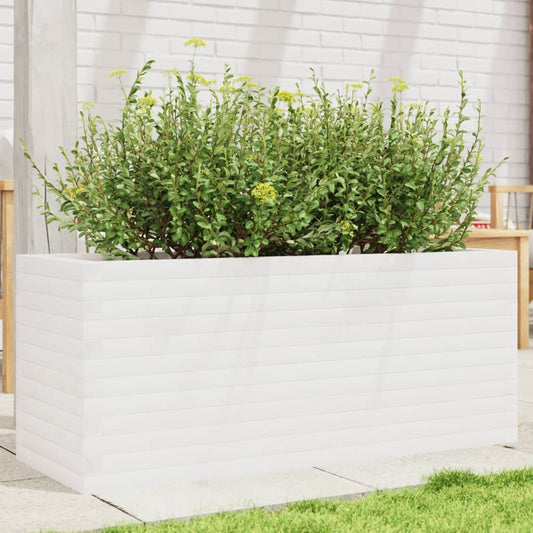 Fioriera da Giardino Bianca 110x40x45,5 cm Legno Massello Pino - homemem39