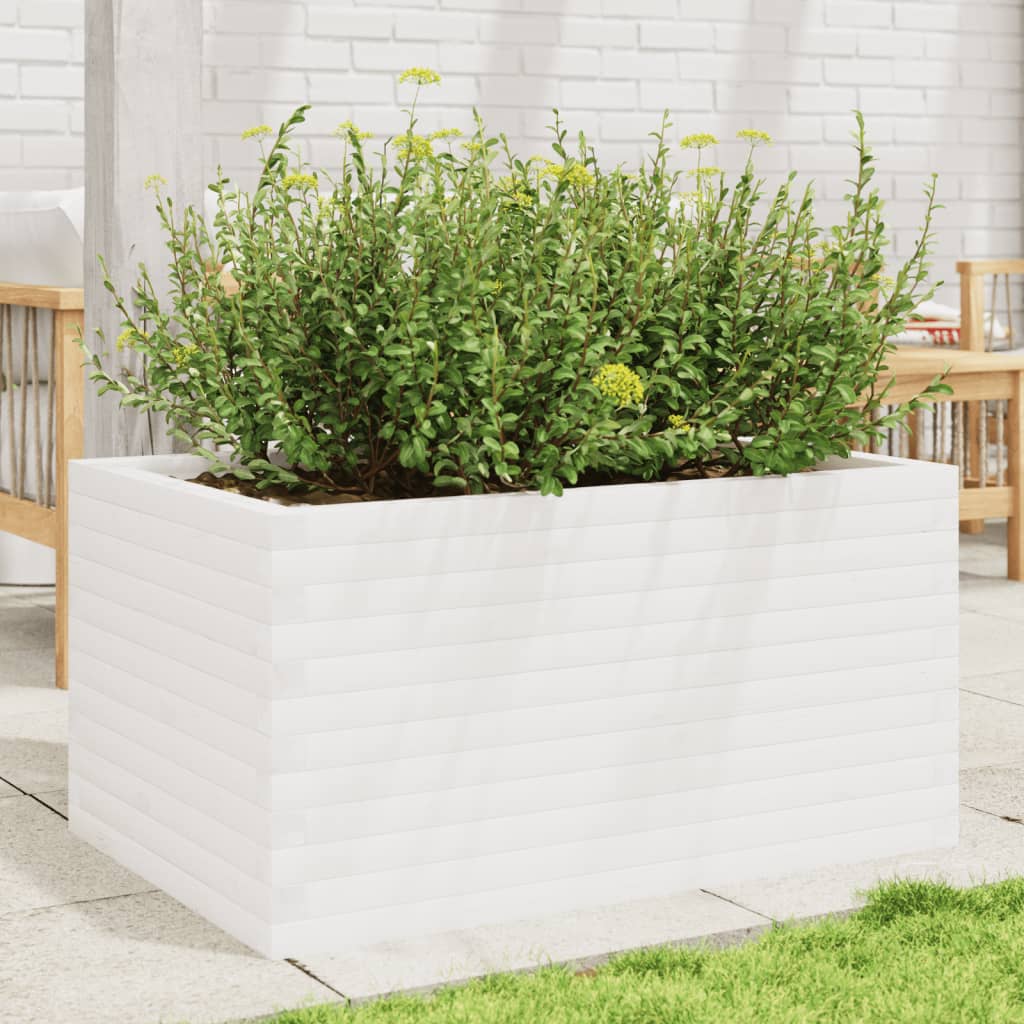 Fioriera da Giardino Bianca 90x60x45,5cm Legno Massello di Pino | homemem39