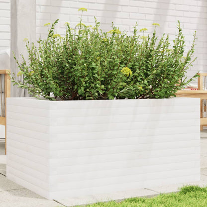 Fioriera da Giardino Bianca 90x60x45,5cm Legno Massello di Pino | homemem39