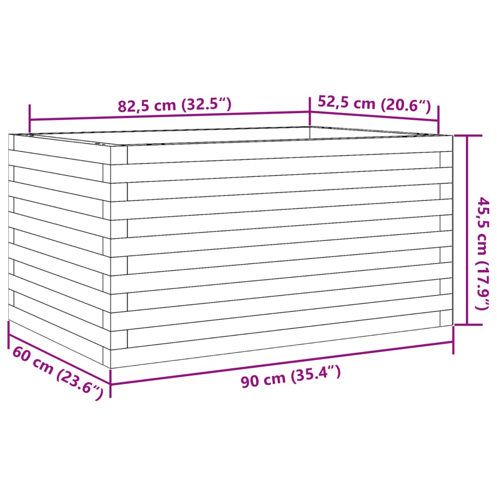 Fioriera Giardino Marrone Cera 90x60x45,5cm Legno Massello Pino | homemem39