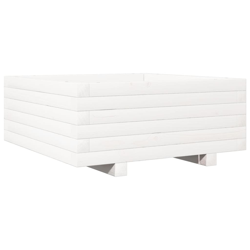 Fioriera da Giardino Bianca 60x60x26,5cm Legno Massello di Pino - homemem39