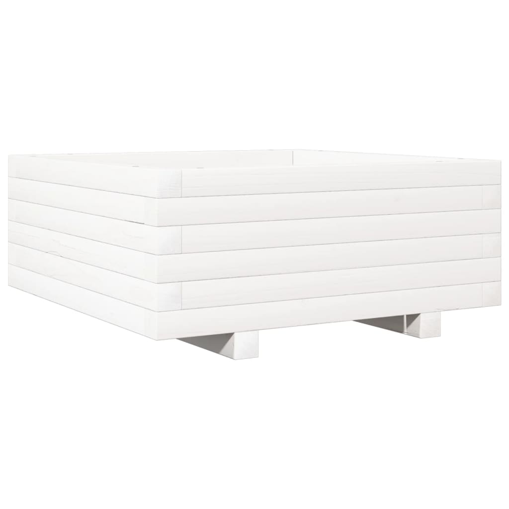 Fioriera da Giardino Bianca 60x60x26,5cm Legno Massello di Pino - homemem39