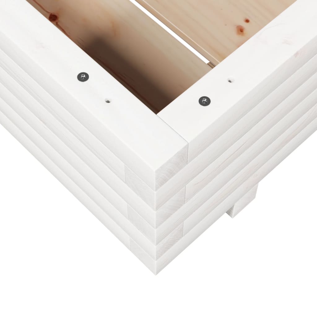 Fioriera da Giardino Bianca 60x60x26,5cm Legno Massello di Pino - homemem39