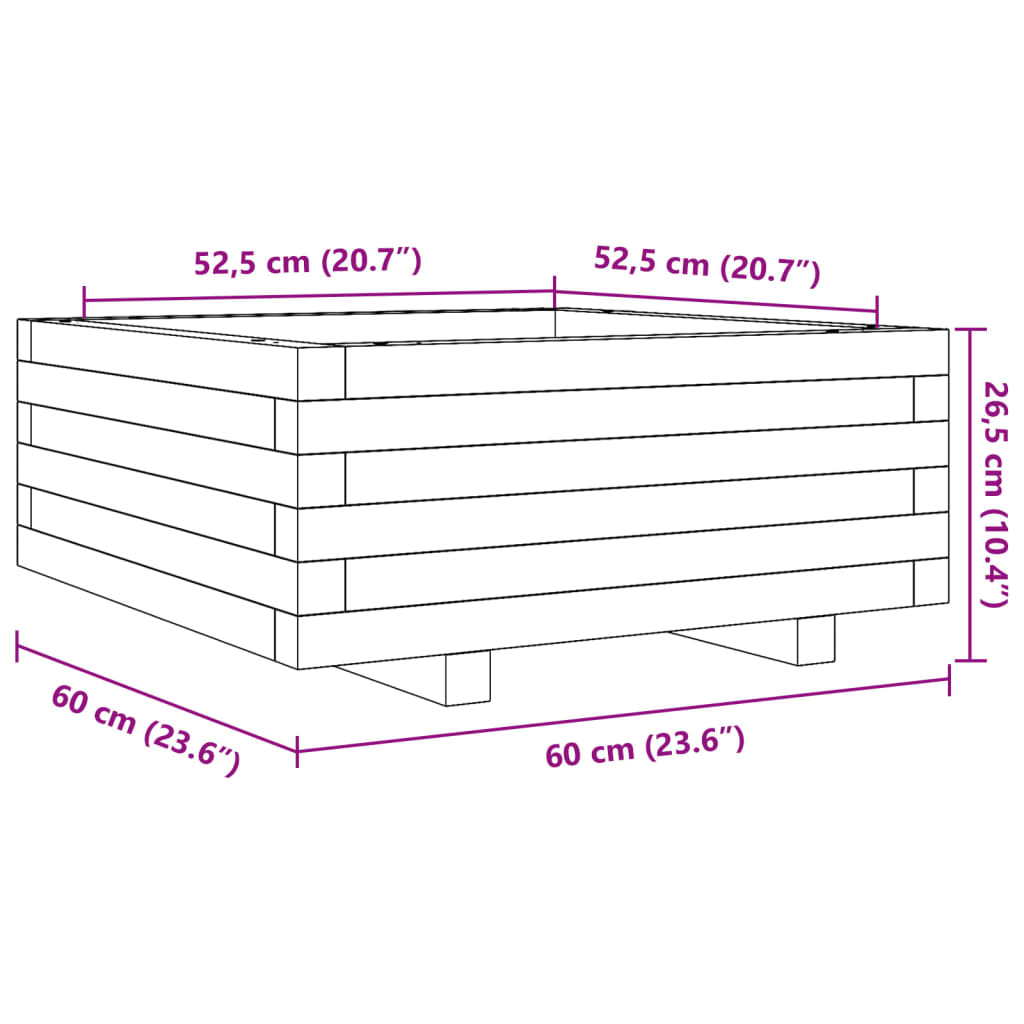 Fioriera da Giardino Bianca 60x60x26,5cm Legno Massello di Pino - homemem39