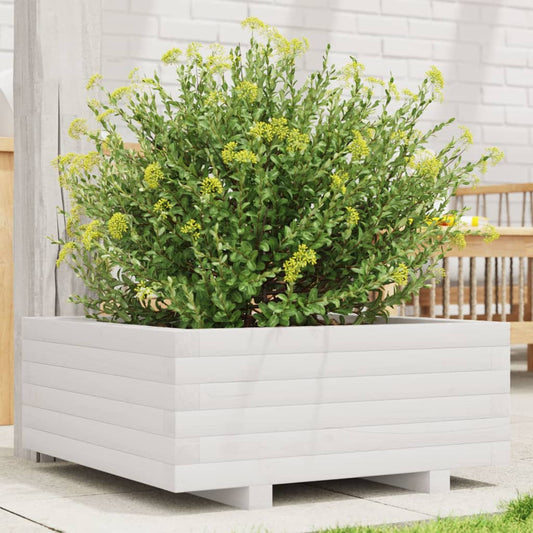 Fioriera da Giardino Bianca 60x60x26,5cm Legno Massello di Pino - homemem39