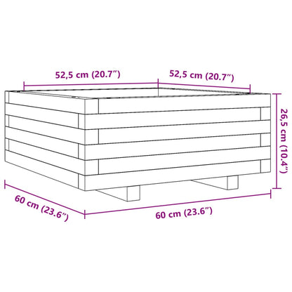 Fioriera Giardino Marrone Cera 60x60x26,5cm Legno Massello Pino