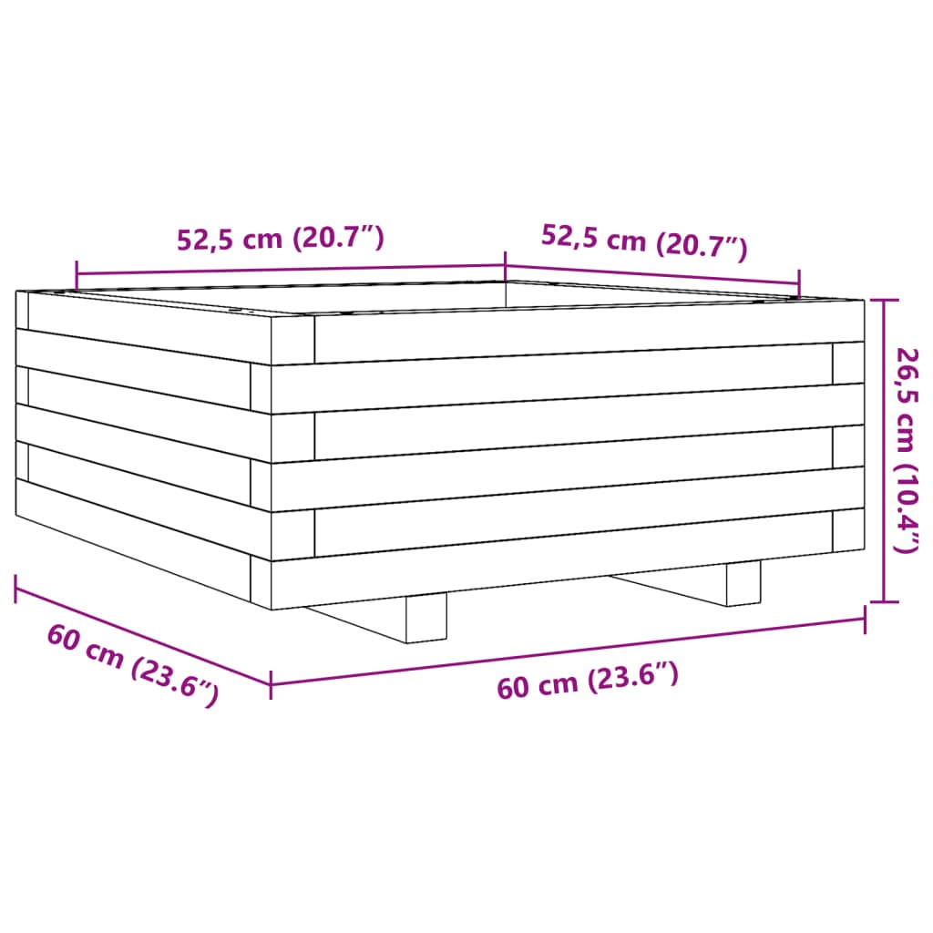 Fioriera da Giardino 60x60x26,5 cm in Legno di Pino Impregnato - homemem39