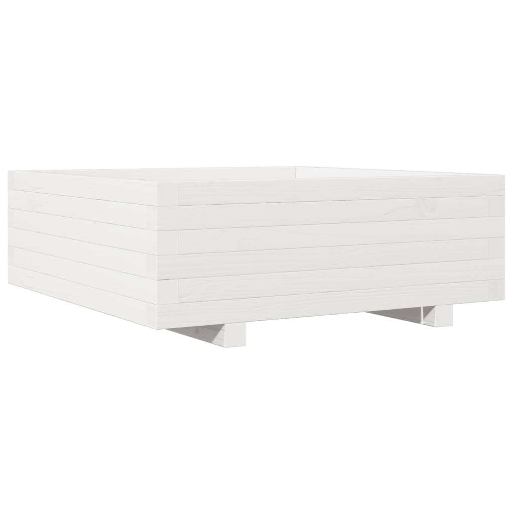 Fioriera da Giardino Bianca 70x70x26,5cm Legno Massello di Pino - homemem39
