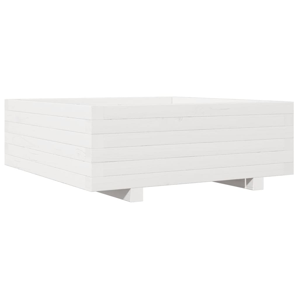 Fioriera da Giardino Bianca 70x70x26,5cm Legno Massello di Pino - homemem39