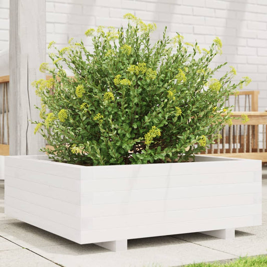 Fioriera da Giardino Bianca 70x70x26,5cm Legno Massello di Pino - homemem39