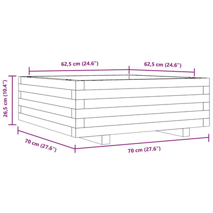 Fioriera Giardino Marrone Cera 70x70x26,5cm Legno Massello Pino | homemem39