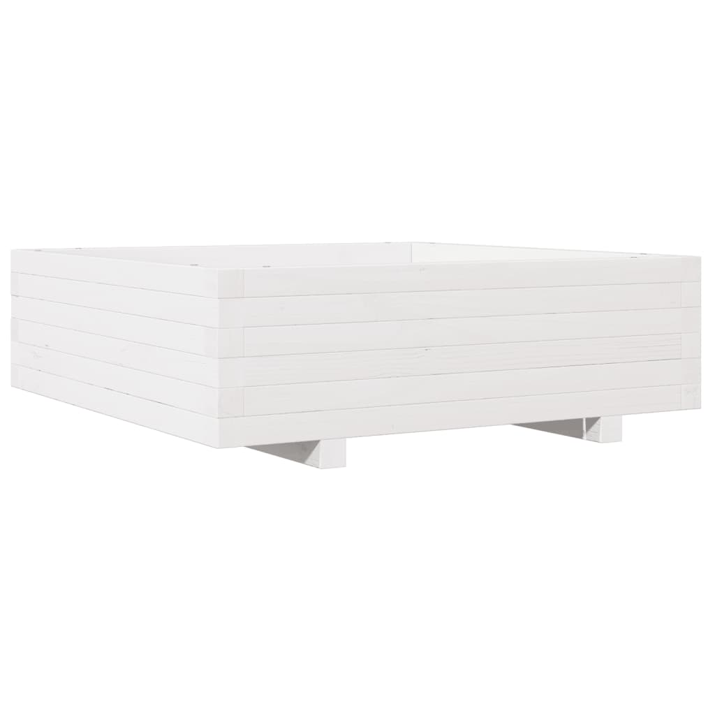 Fioriera da Giardino Bianca 80x80x26,5cm Legno Massello di Pino | homemem39