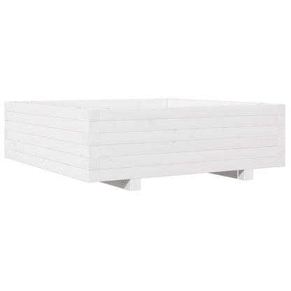 Fioriera da Giardino Bianca 80x80x26,5cm Legno Massello di Pino | homemem39