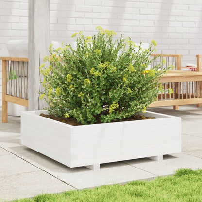 Fioriera da Giardino Bianca 80x80x26,5cm Legno Massello di Pino | homemem39