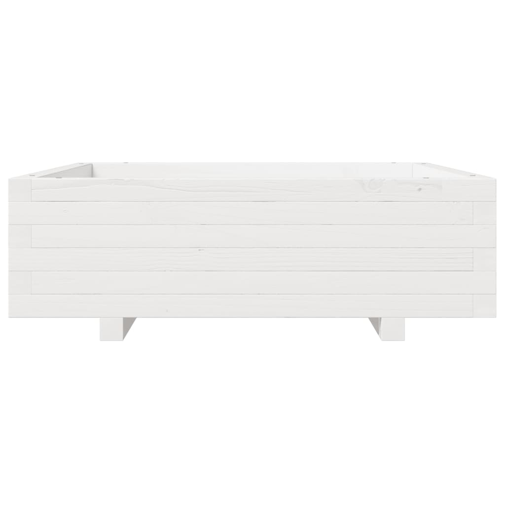 Fioriera da Giardino Bianca 80x80x26,5cm Legno Massello di Pino | homemem39