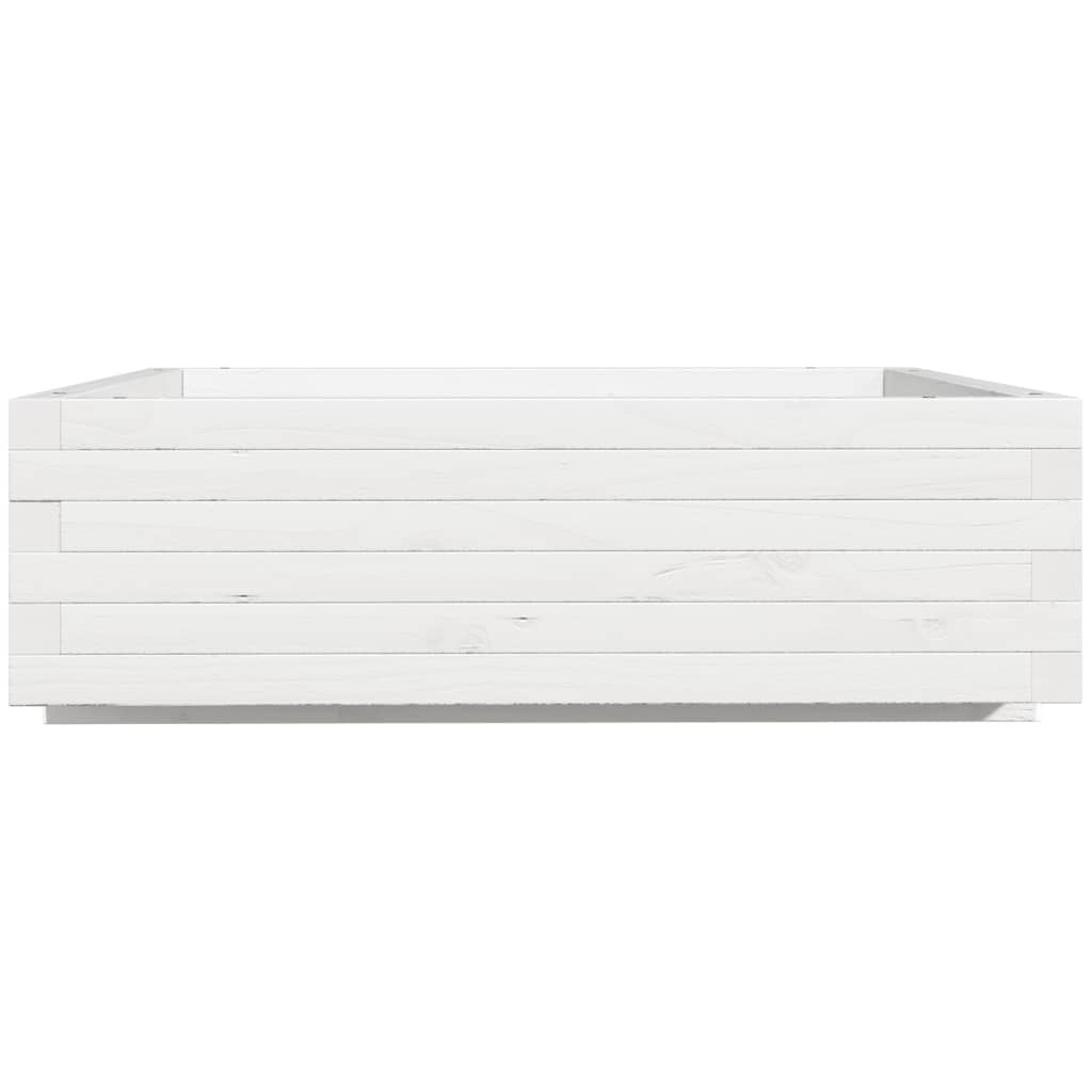 Fioriera da Giardino Bianca 80x80x26,5cm Legno Massello di Pino | homemem39