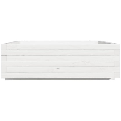 Fioriera da Giardino Bianca 80x80x26,5cm Legno Massello di Pino | homemem39