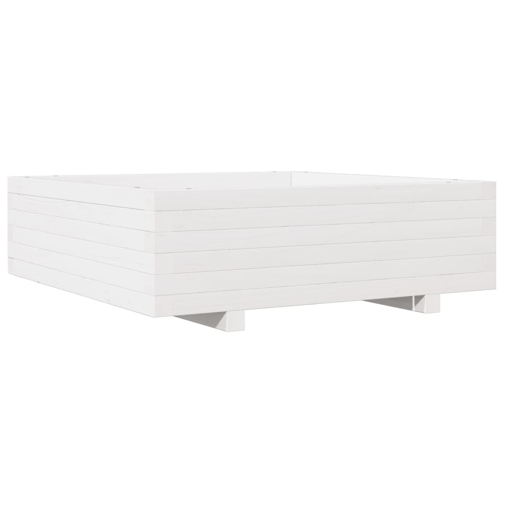 Fioriera da Giardino Bianca 80x80x26,5cm Legno Massello di Pino | homemem39
