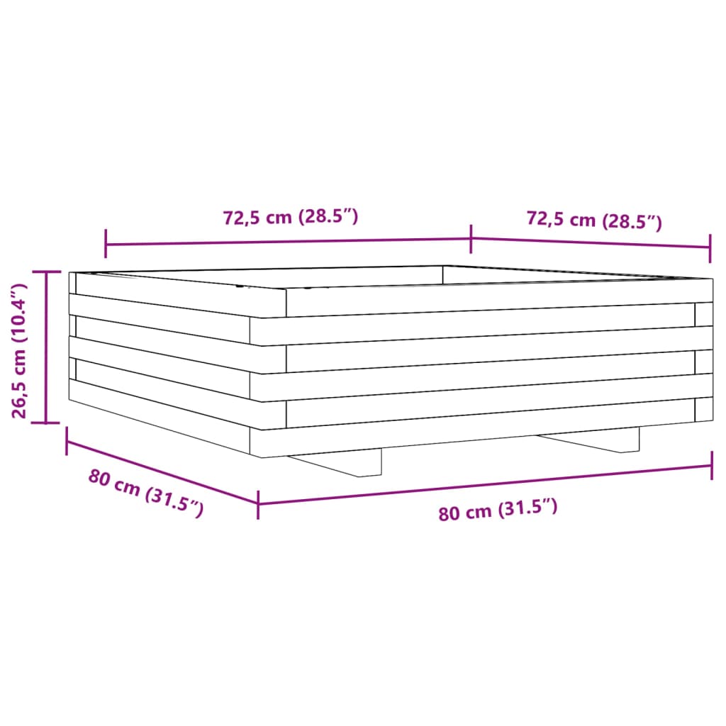 Fioriera da Giardino 80x80x26,5 cm in Legno di Pino Impregnato - homemem39