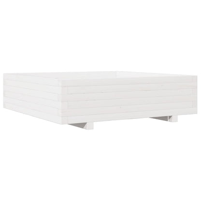 Fioriera da Giardino Bianca 90x90x26,5cm Legno Massello di Pino - homemem39