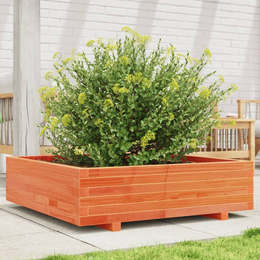 Fioriera Giardino Marrone Cera 90x90x26,5cm Legno Massello Pino - homemem39