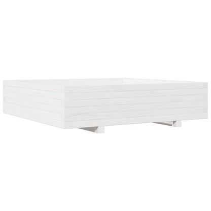 Fioriera da Giardino Bianca 100x100x26,5cm Legno Massello Pino - homemem39