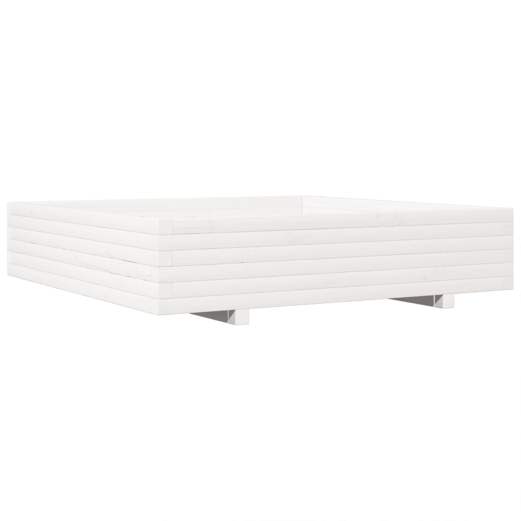 Fioriera da Giardino Bianca 110x110x26,5 cm in Legno di Pino | homemem39