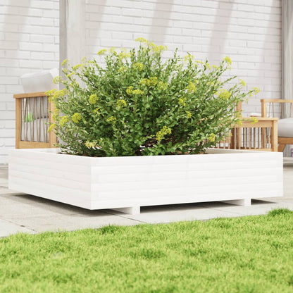 Fioriera da Giardino Bianca 110x110x26,5 cm in Legno di Pino | homemem39