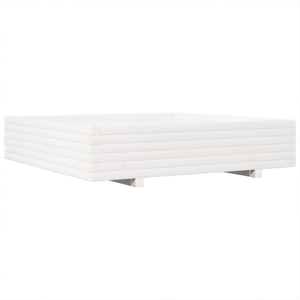 Fioriera da Giardino Bianca 110x110x26,5 cm in Legno di Pino | homemem39