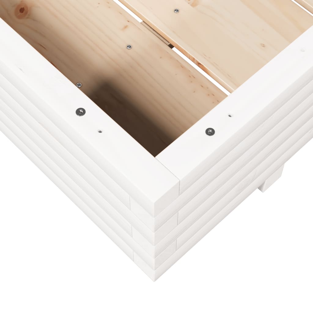 Fioriera da Giardino Bianca 110x110x26,5 cm in Legno di Pino | homemem39