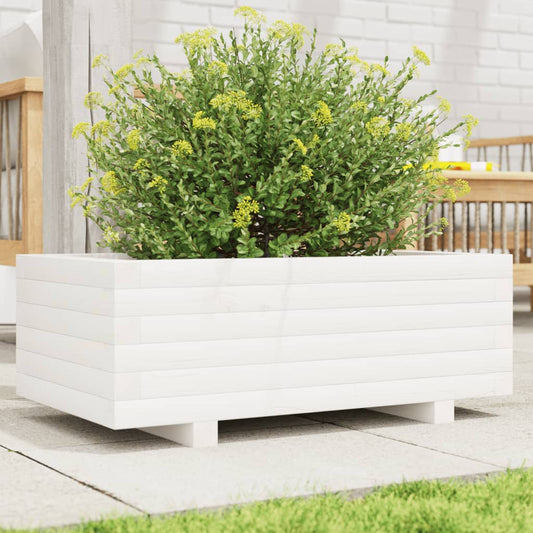 Fioriera da Giardino Bianca 70x40x26,5cm Legno Massello di Pino - homemem39