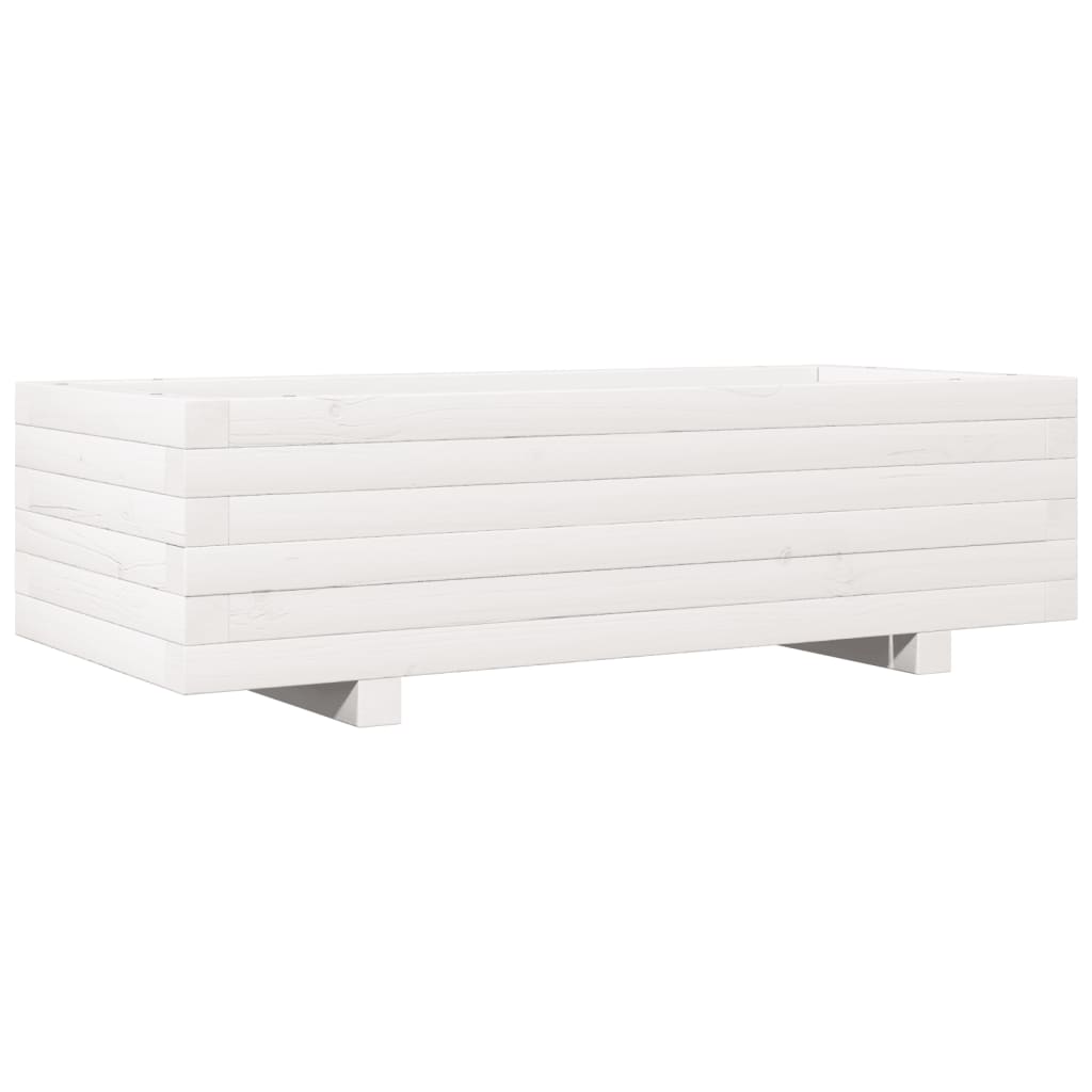 Fioriera da Giardino Bianca 90x40x26,5cm Legno Massello di Pino - homemem39