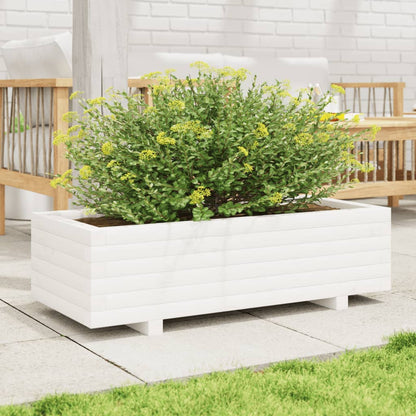 Fioriera da Giardino Bianca 90x40x26,5cm Legno Massello di Pino - homemem39