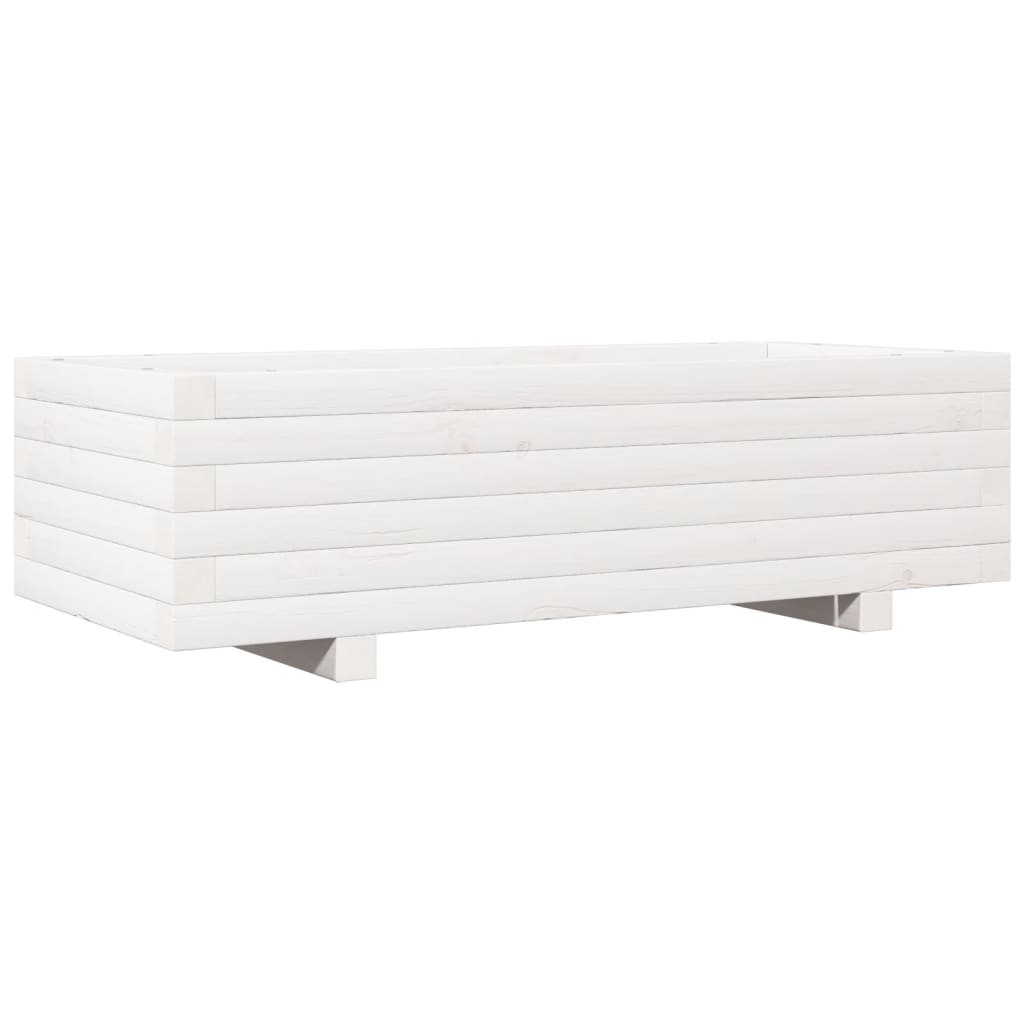 Fioriera da Giardino Bianca 90x40x26,5cm Legno Massello di Pino - homemem39