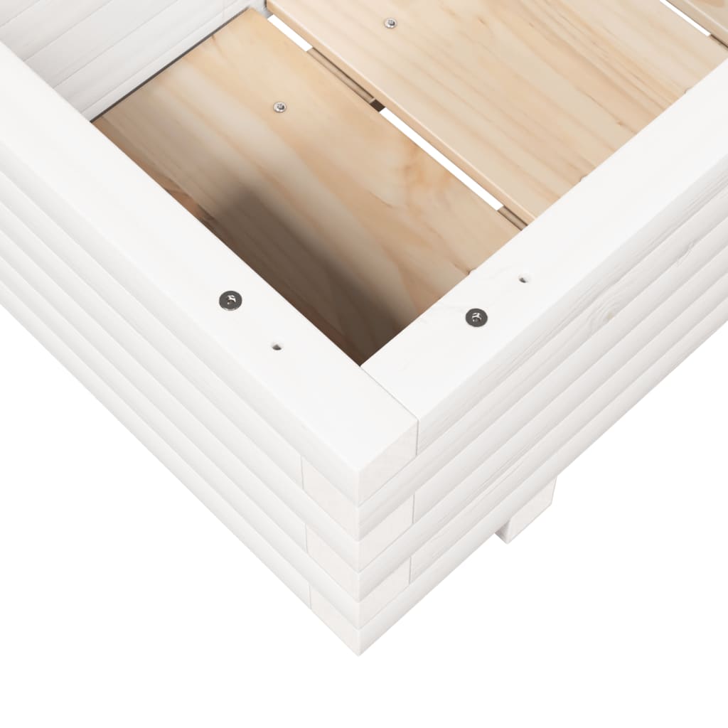 Fioriera da Giardino Bianca 90x40x26,5cm Legno Massello di Pino - homemem39