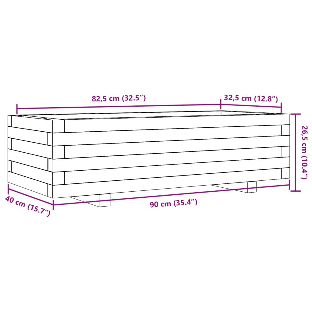 Fioriera da Giardino Bianca 90x40x26,5cm Legno Massello di Pino - homemem39