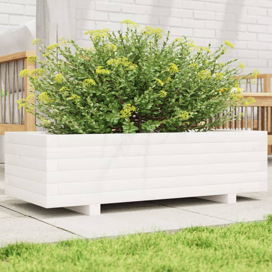 Fioriera da Giardino Bianca 90x40x26,5cm Legno Massello di Pino - homemem39