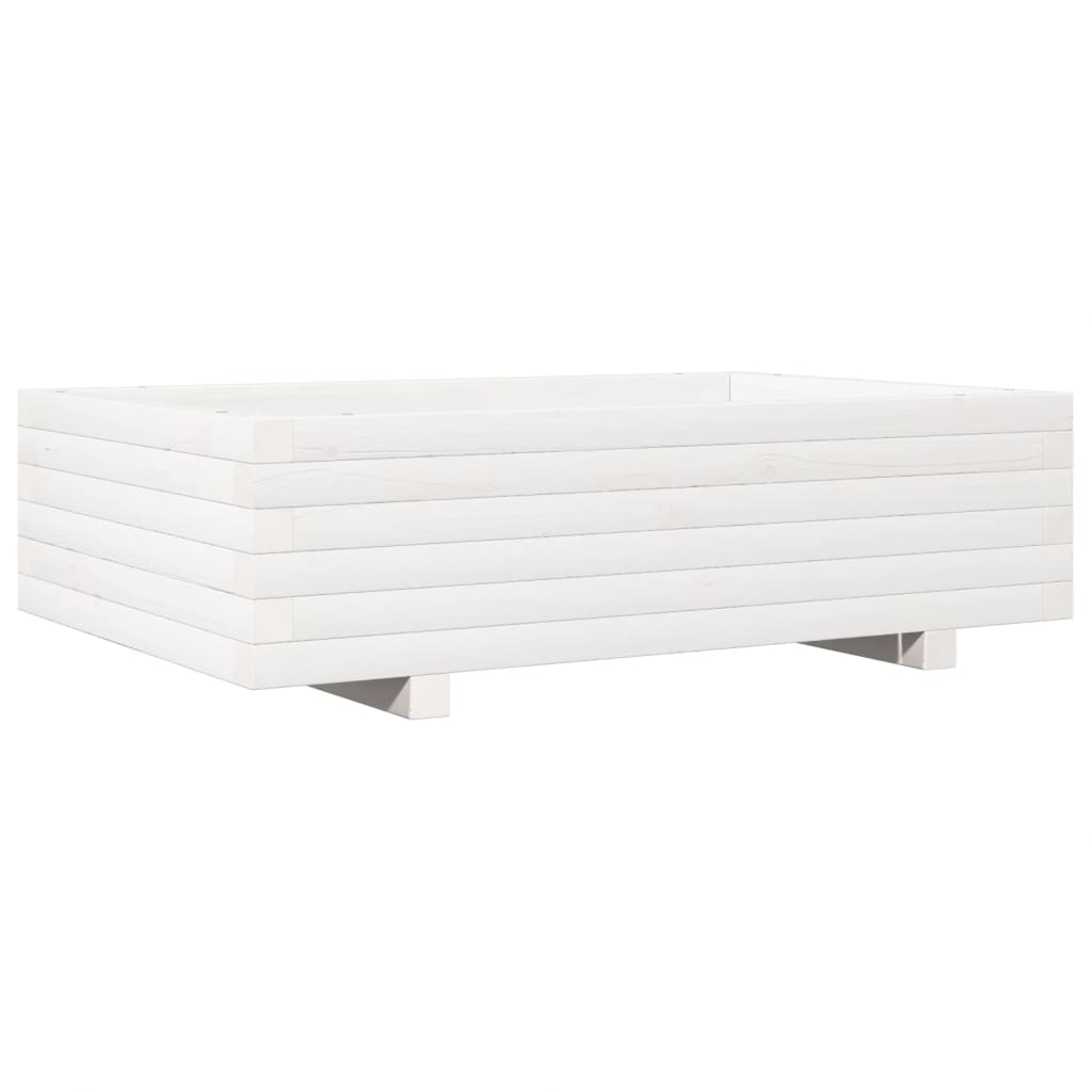 Fioriera da Giardino Bianca 90x60x26,5cm Legno Massello di Pino | homemem39