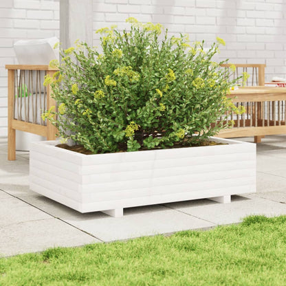 Fioriera da Giardino Bianca 90x60x26,5cm Legno Massello di Pino | homemem39