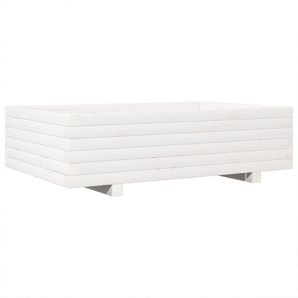Fioriera da Giardino Bianca 90x60x26,5cm Legno Massello di Pino | homemem39