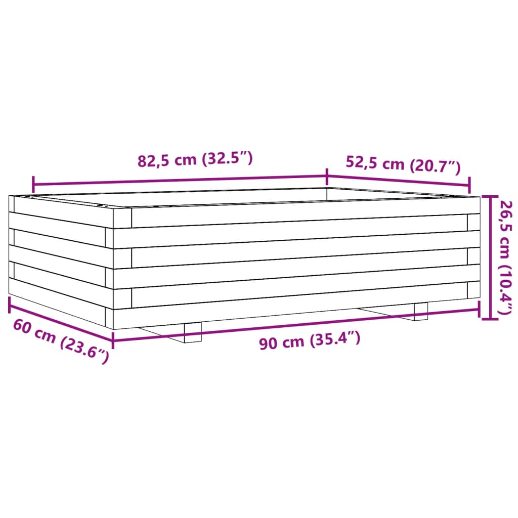 Fioriera da Giardino Bianca 90x60x26,5cm Legno Massello di Pino | homemem39
