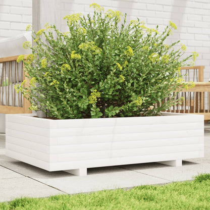 Fioriera da Giardino Bianca 90x60x26,5cm Legno Massello di Pino | homemem39