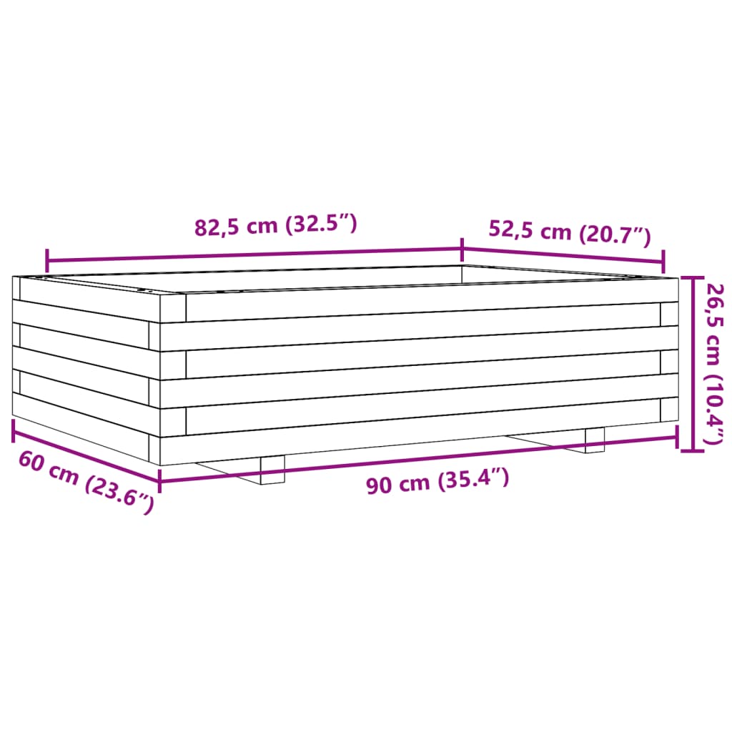 Fioriera Giardino Marrone Cera 90x60x26,5cm Legno Massello Pino