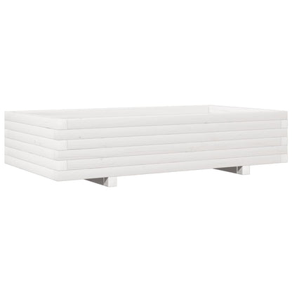 Fioriera da Giardino Bianca 110x60x26, 5cm Massello di Pino | homemem39