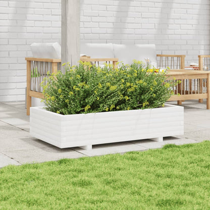 Fioriera da Giardino Bianca 110x60x26, 5cm Massello di Pino | homemem39